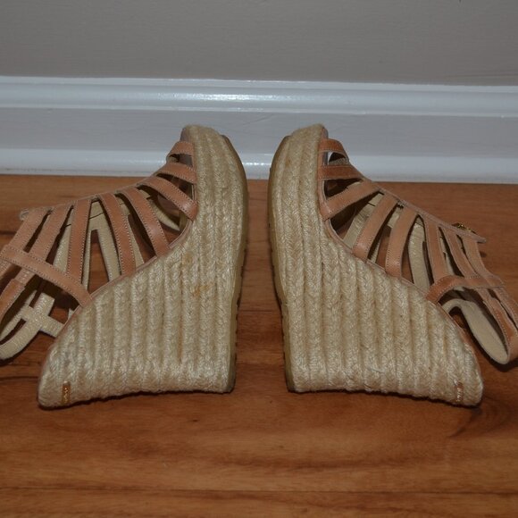 Jimmy Choo London tan Palermo Made in Italy espadrille wedges, sz 37 - Picture 5 of 10